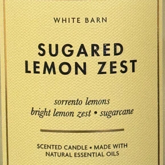 BBW Sugared Lemon Zest White Barn Bath & Body Works Mason Jar Single Wick Candle - Picture 3 of 10